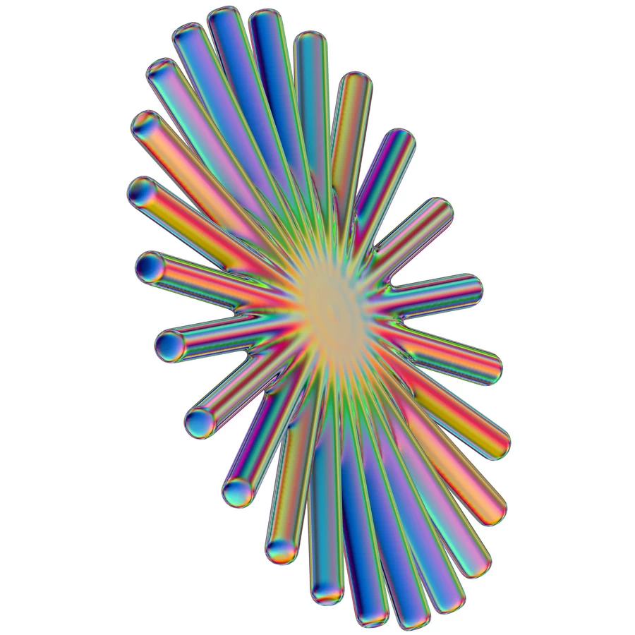 潮流酸性全息金属镭射机能彩虹3D立体几何图形png免抠图片素材【010】